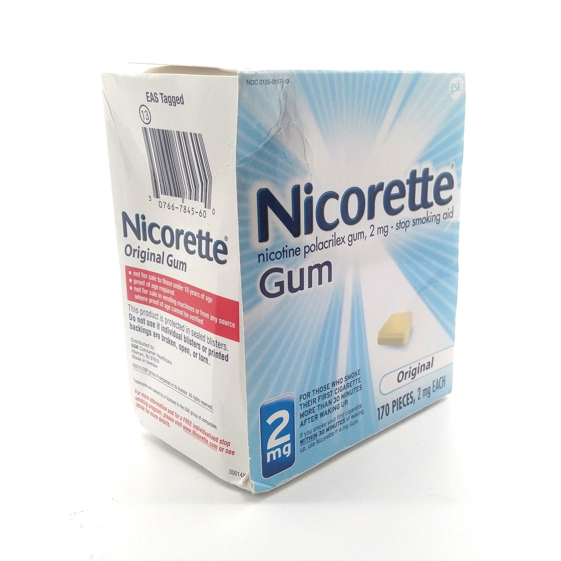 Nicorette Stop Smoking Aid Gum White Ice Mint 2mg 160 Count Exp 05 6364